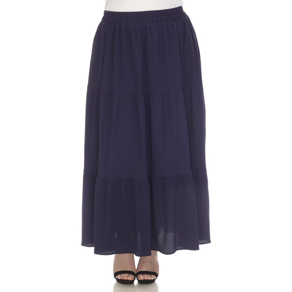 Pleated Tiered Maxi Skirt - Plus