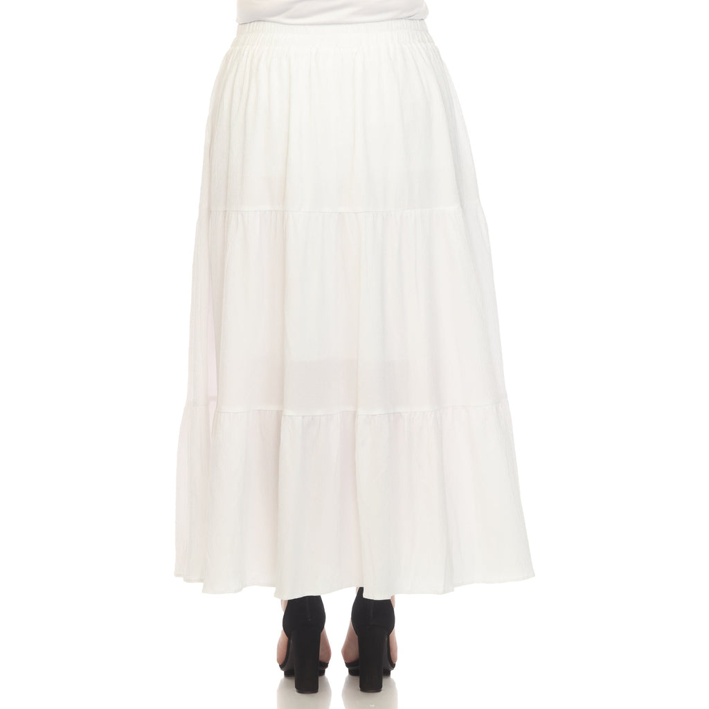 Pleated Tiered Maxi Skirt - Plus