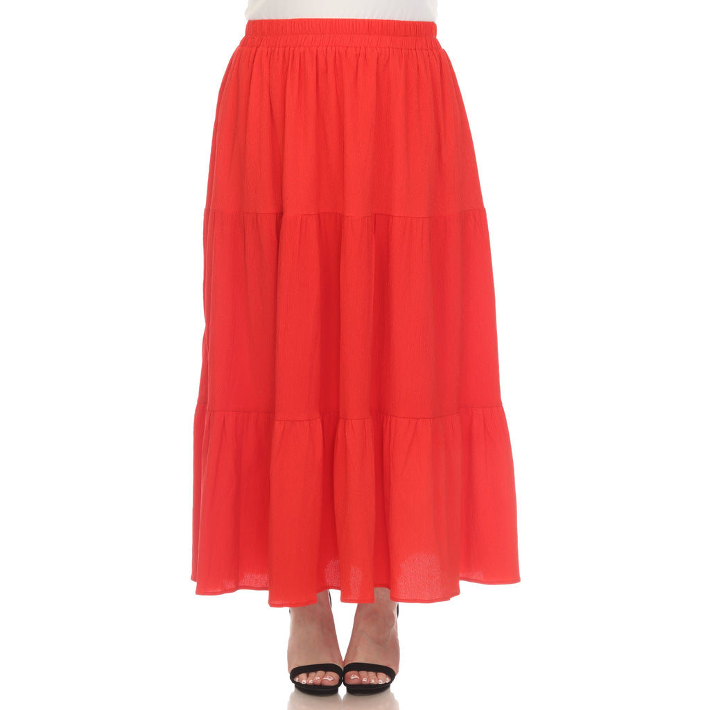 Pleated Tiered Maxi Skirt - Plus