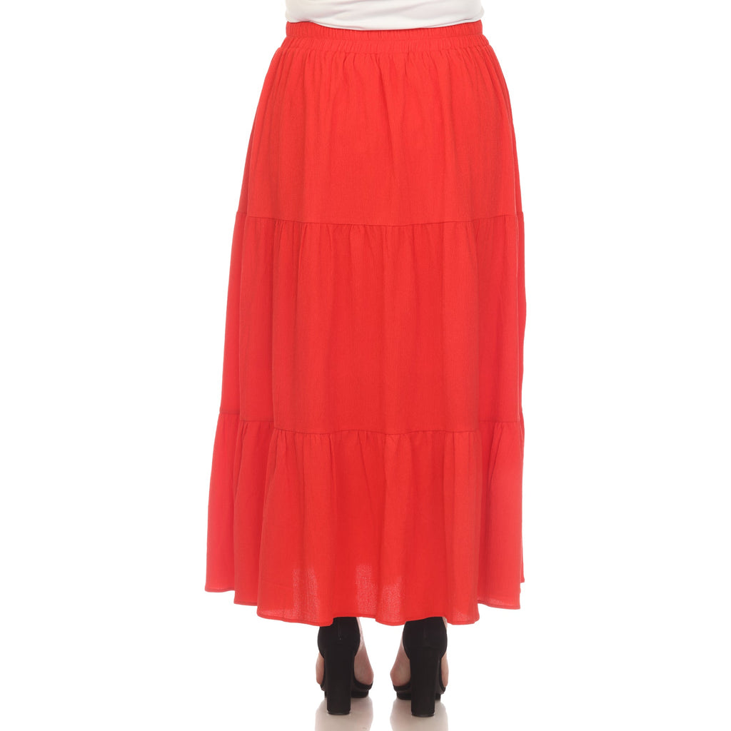 Pleated Tiered Maxi Skirt - Plus