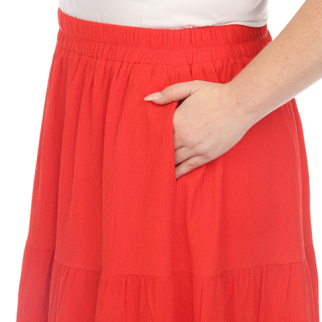 Pleated Tiered Maxi Skirt - Plus