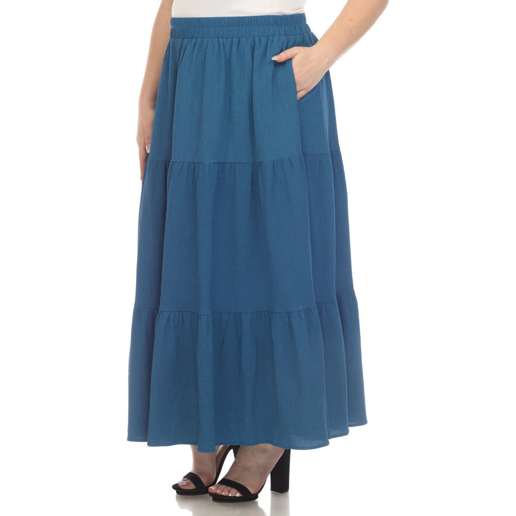 Pleated Tiered Maxi Skirt - Plus