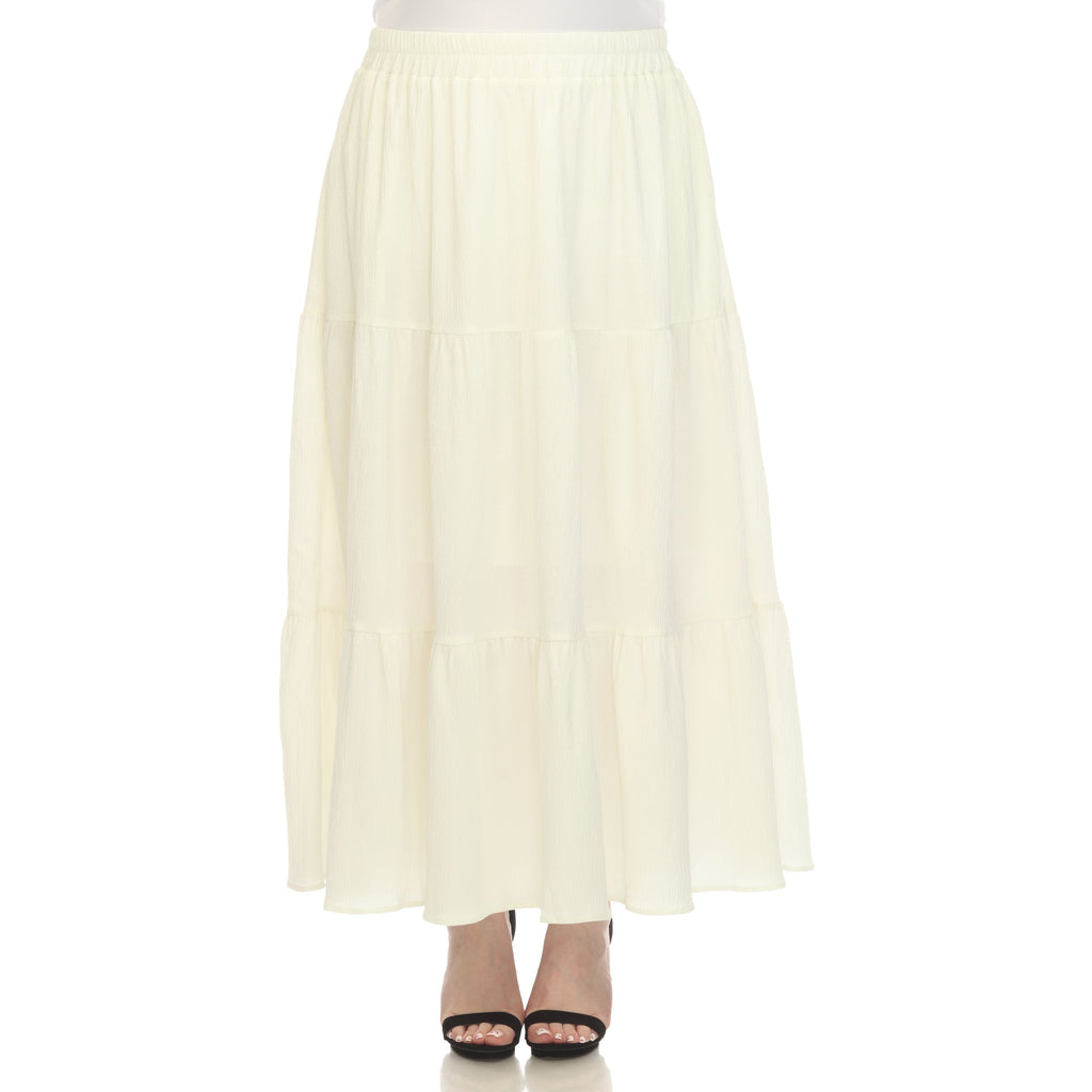 Pleated Tiered Maxi Skirt - Plus