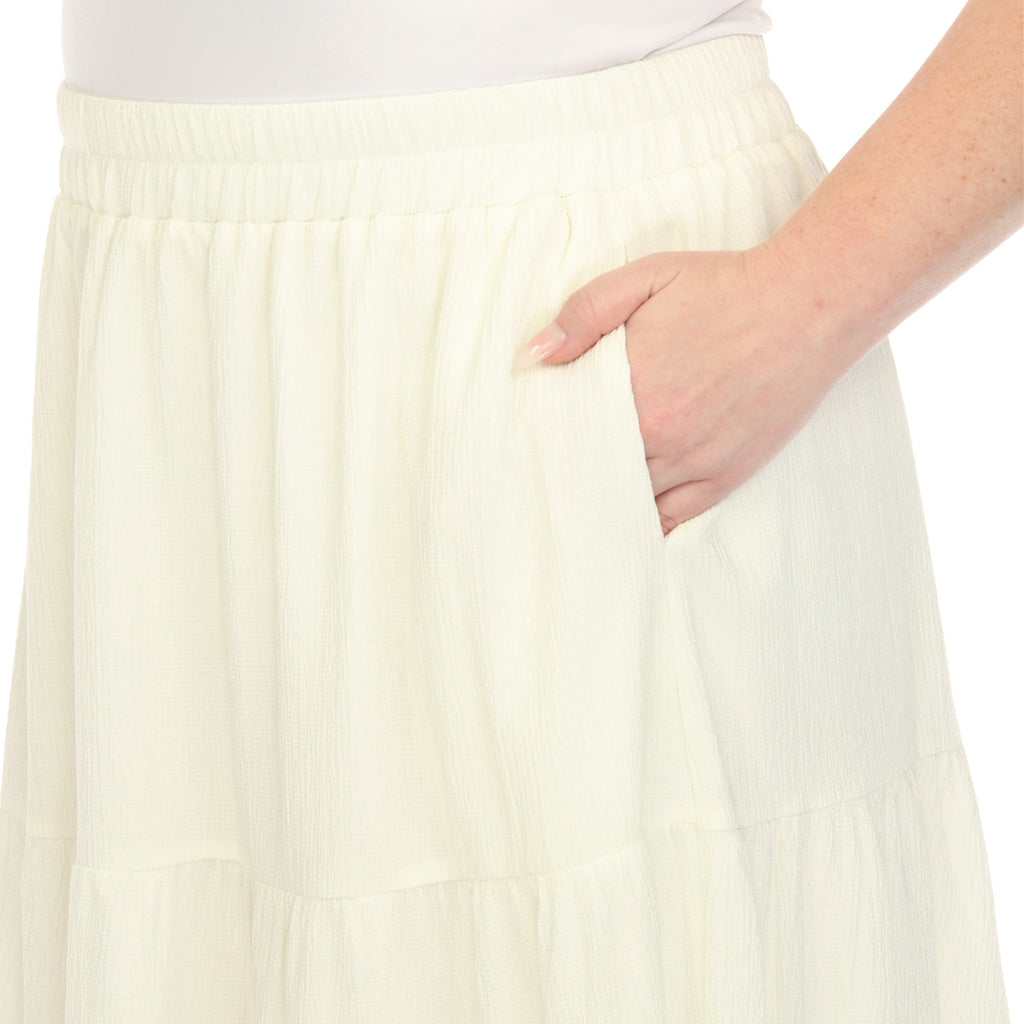 Pleated Tiered Maxi Skirt - Plus