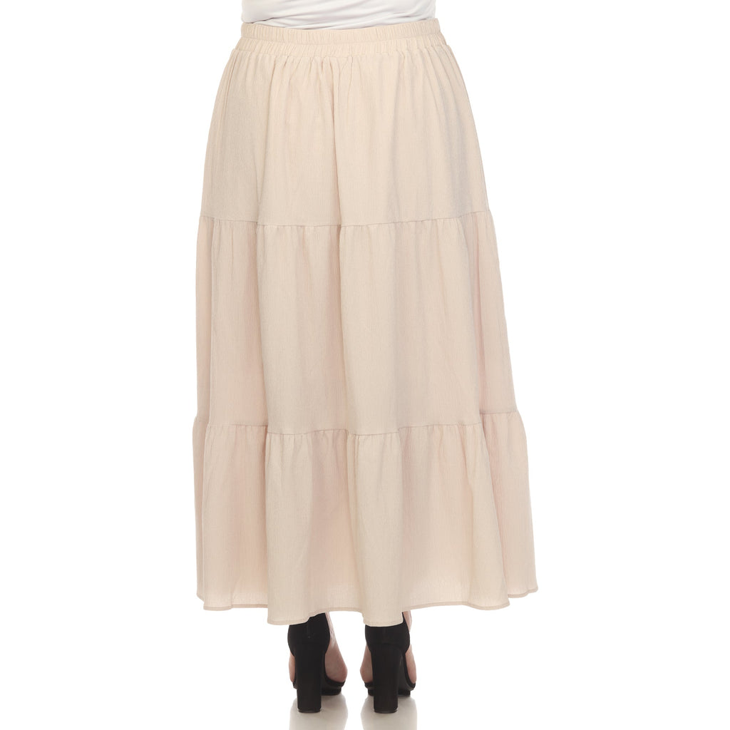 Pleated Tiered Maxi Skirt - Plus