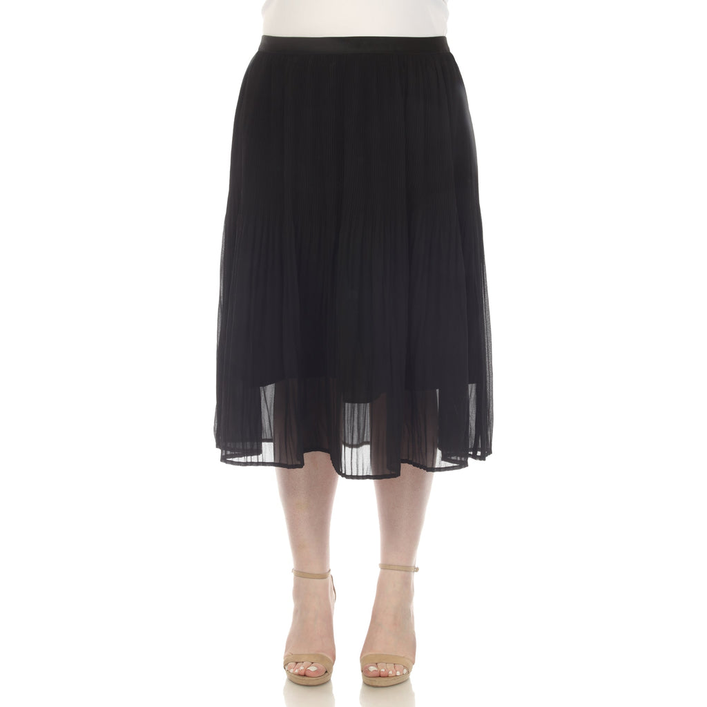 Pleated Chiffon Midi Skirt - Plus