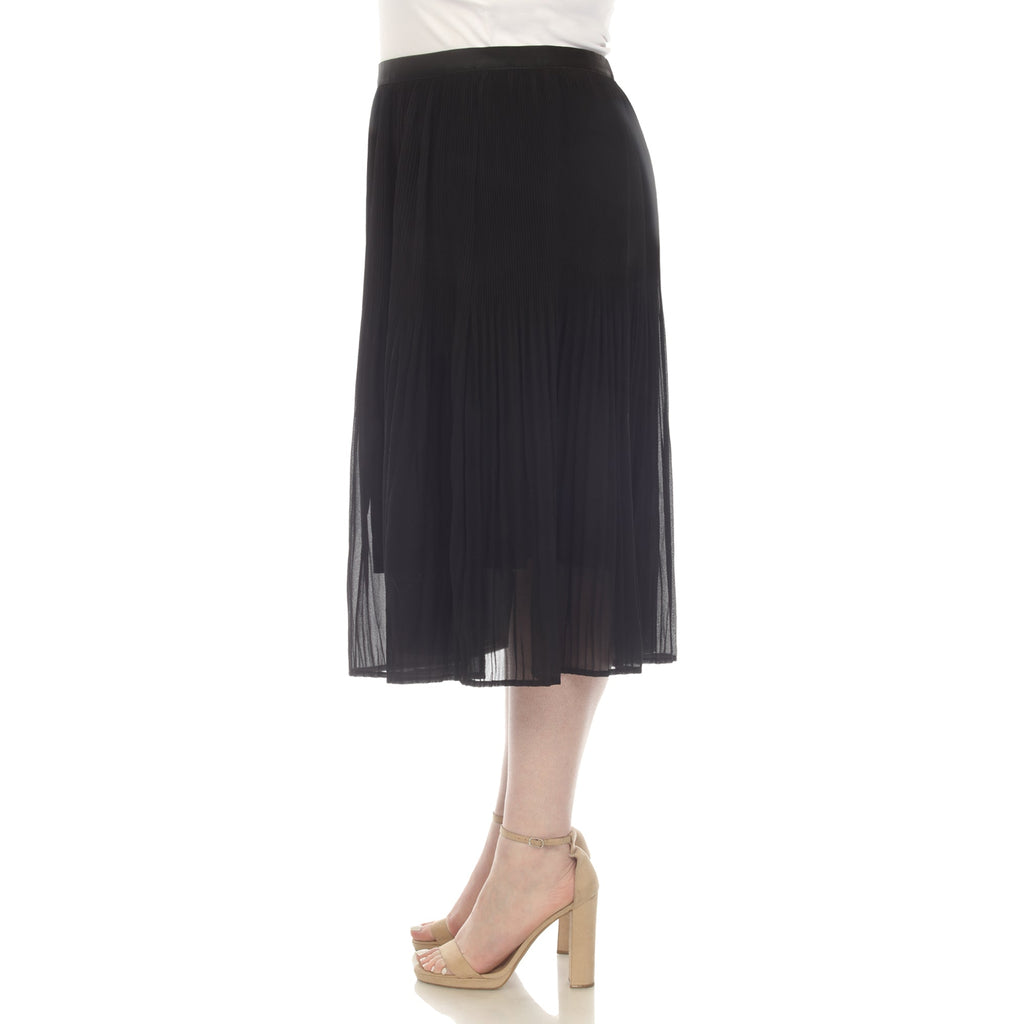 Pleated Chiffon Midi Skirt - Plus