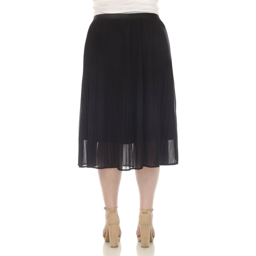 Pleated Chiffon Midi Skirt - Plus