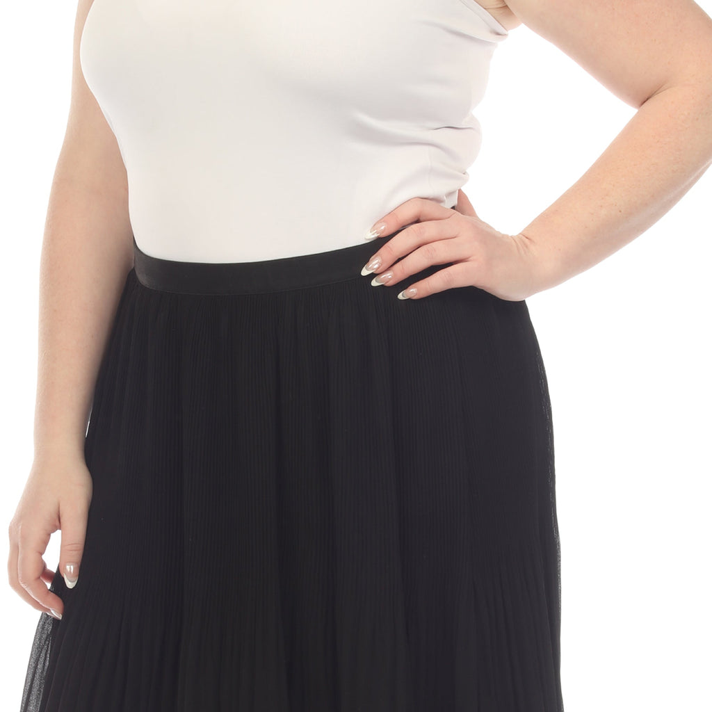 Pleated Chiffon Midi Skirt - Plus