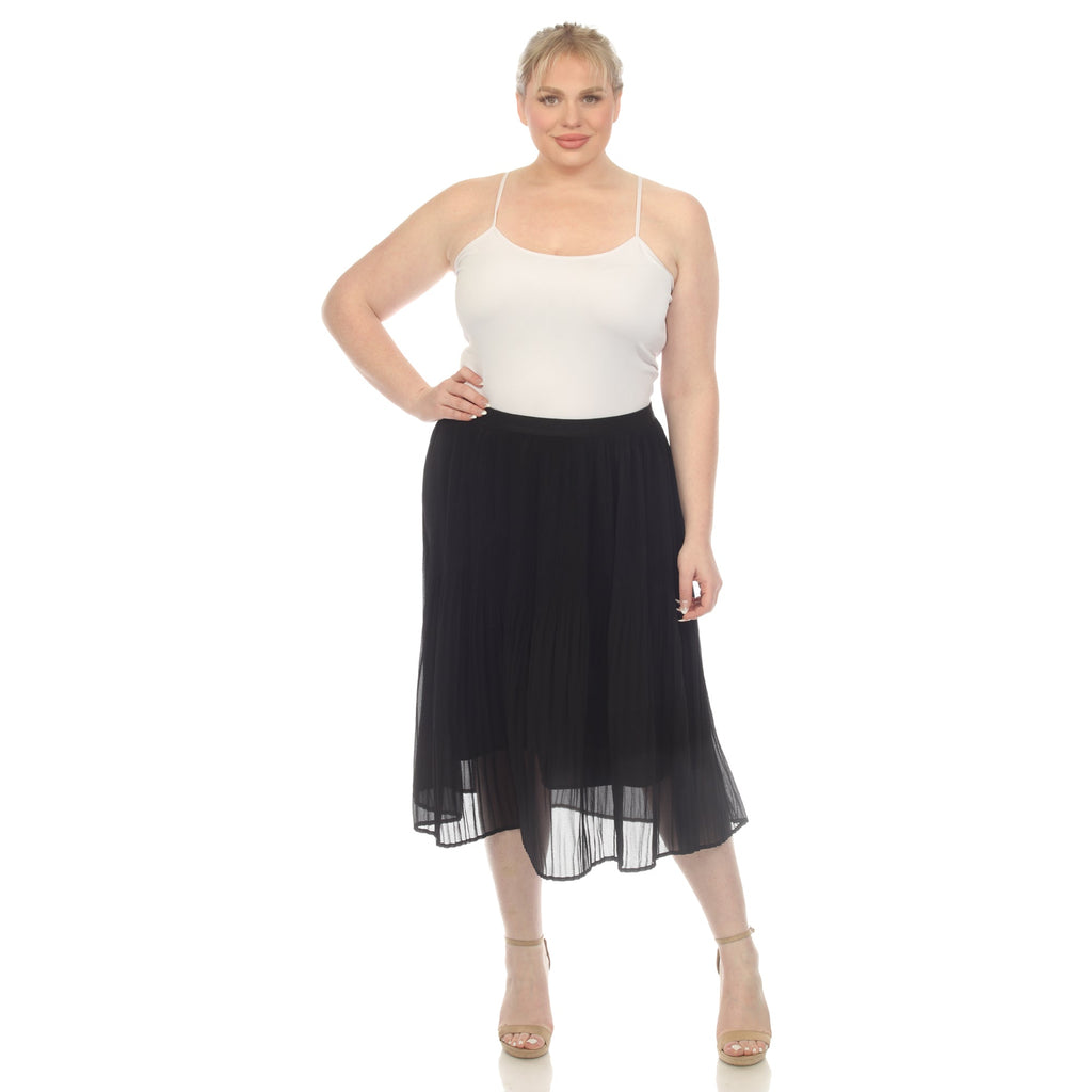 Pleated Chiffon Midi Skirt - Plus