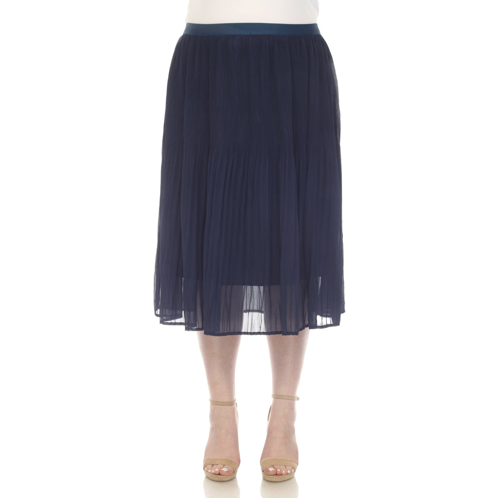 Pleated Chiffon Midi Skirt - Plus