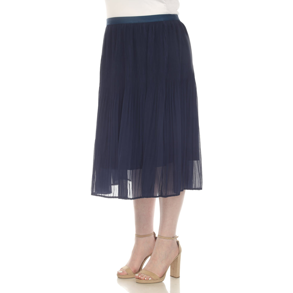 Pleated Chiffon Midi Skirt - Plus