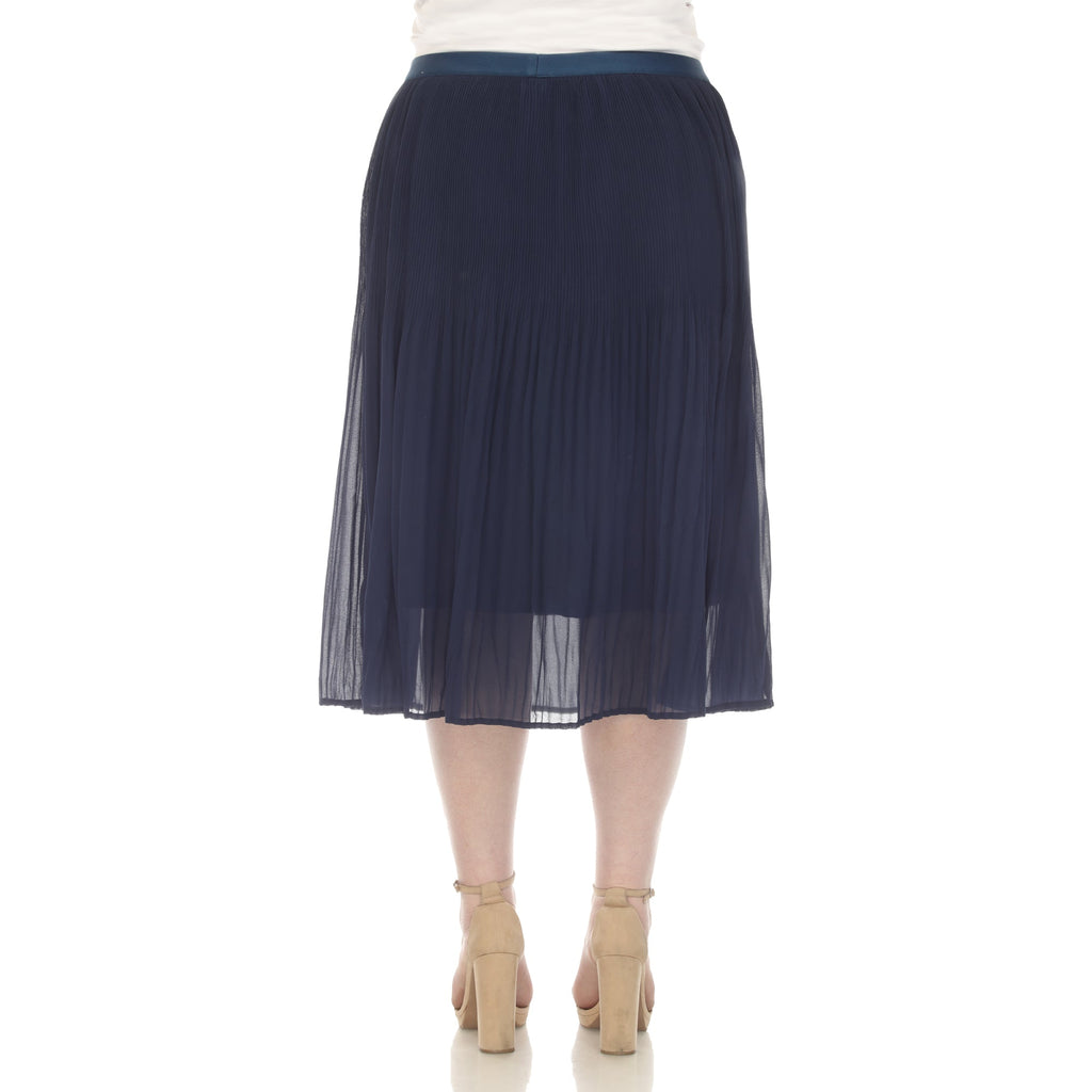 Pleated Chiffon Midi Skirt - Plus