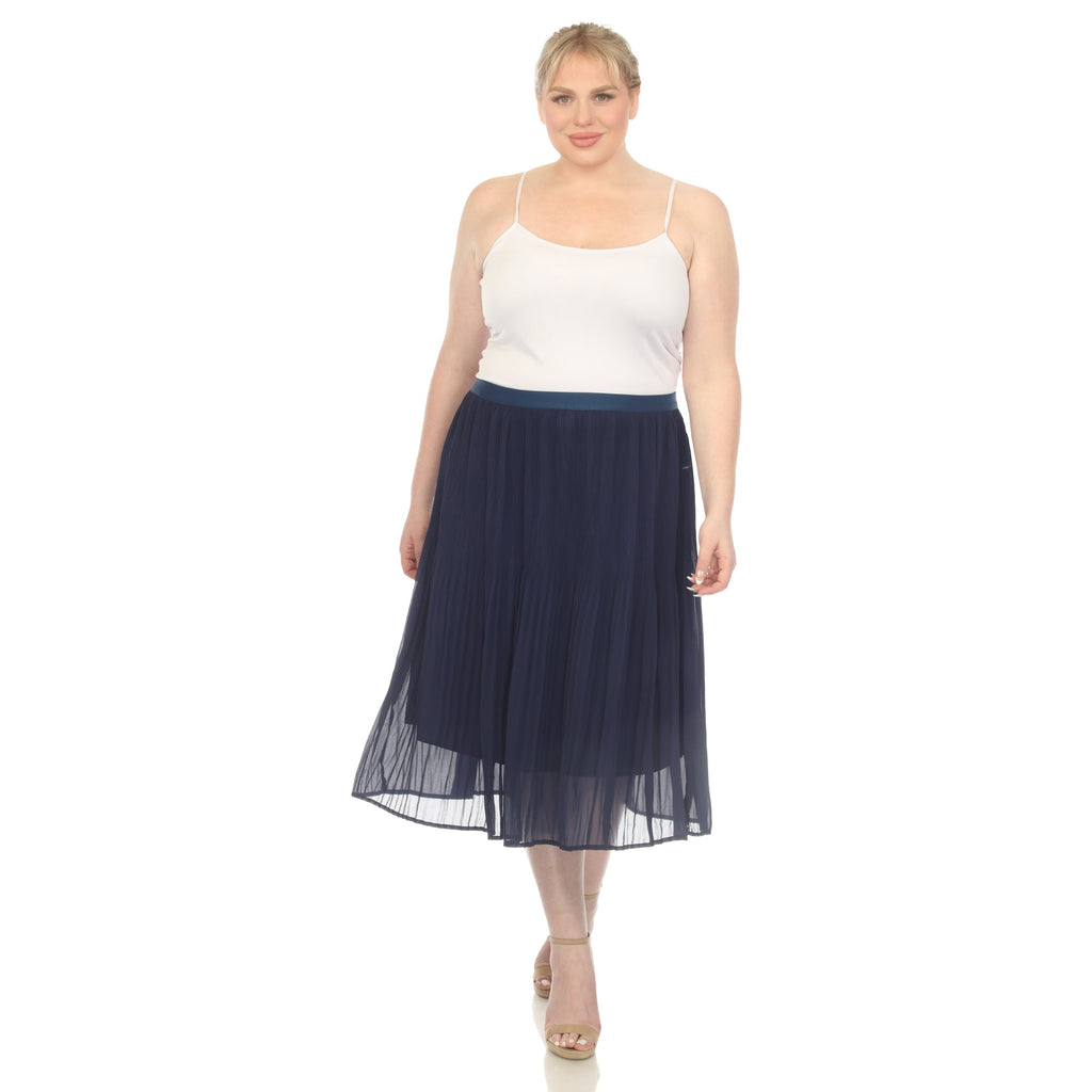 Pleated Chiffon Midi Skirt - Plus