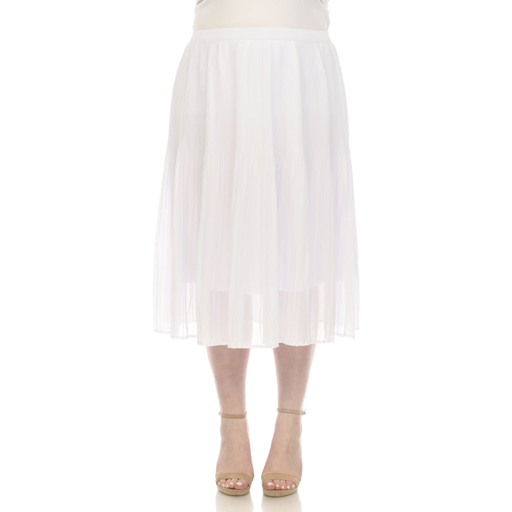 Pleated Chiffon Midi Skirt - Plus