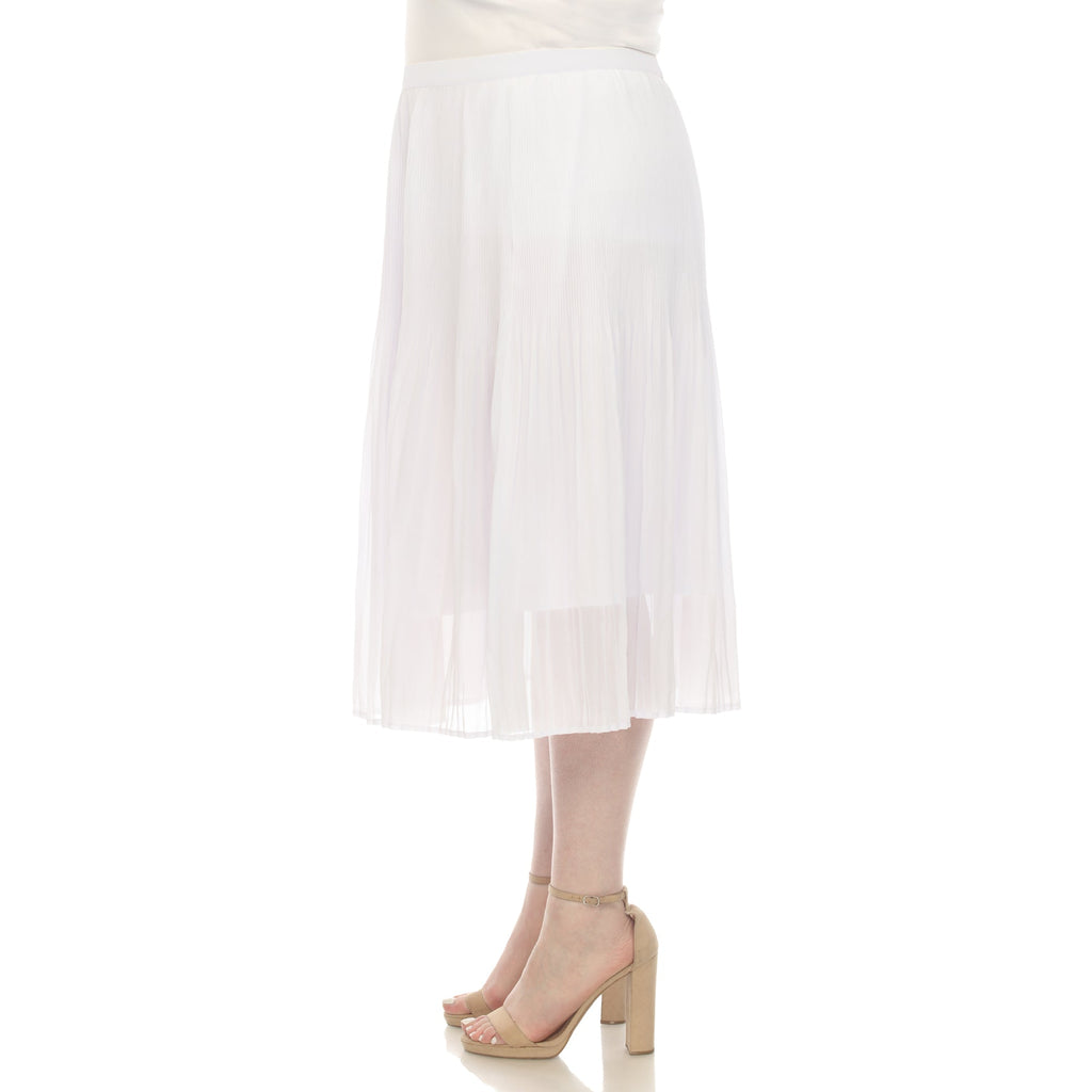 Pleated Chiffon Midi Skirt - Plus