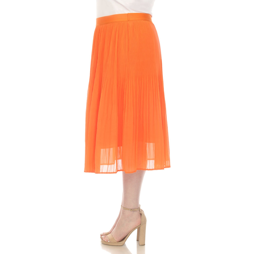 Pleated Chiffon Midi Skirt - Plus