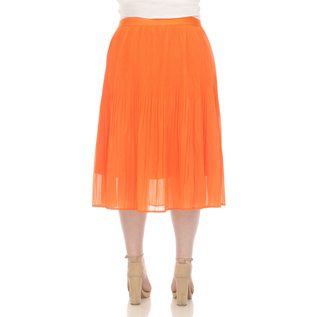 Pleated Chiffon Midi Skirt - Plus