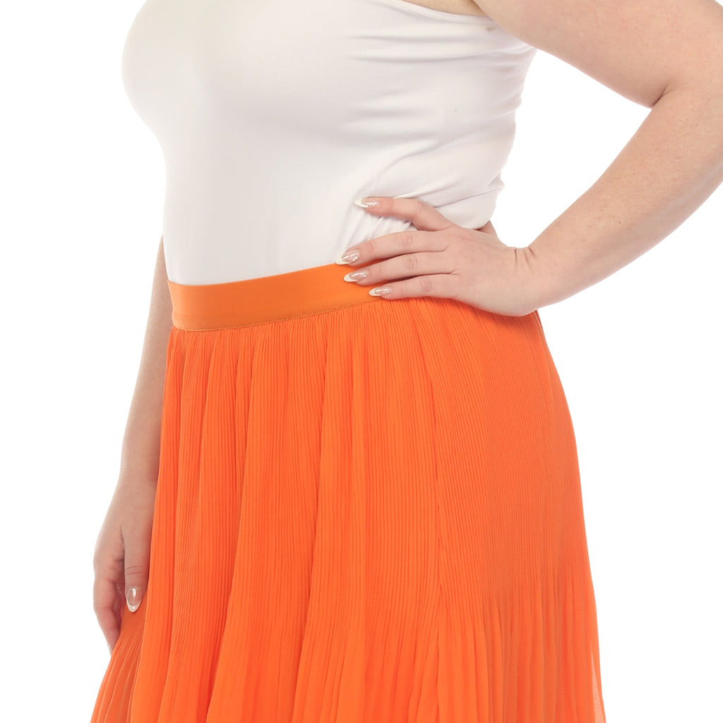 Pleated Chiffon Midi Skirt - Plus