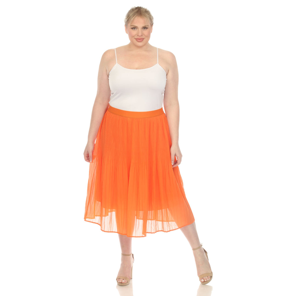 Pleated Chiffon Midi Skirt - Plus