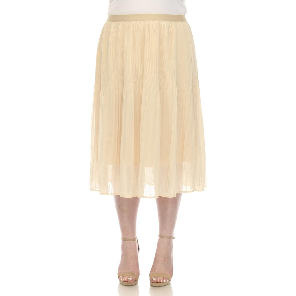 Pleated Chiffon Midi Skirt - Plus