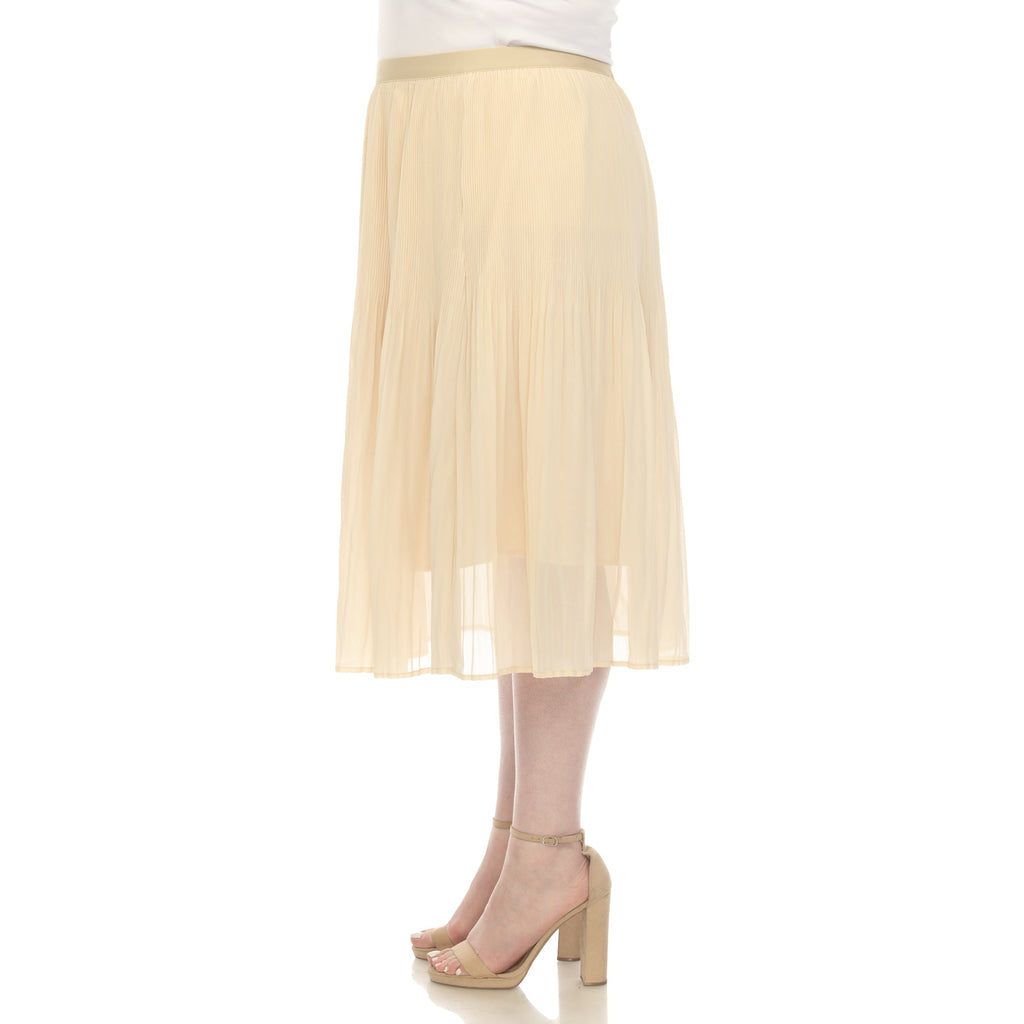 Pleated Chiffon Midi Skirt - Plus