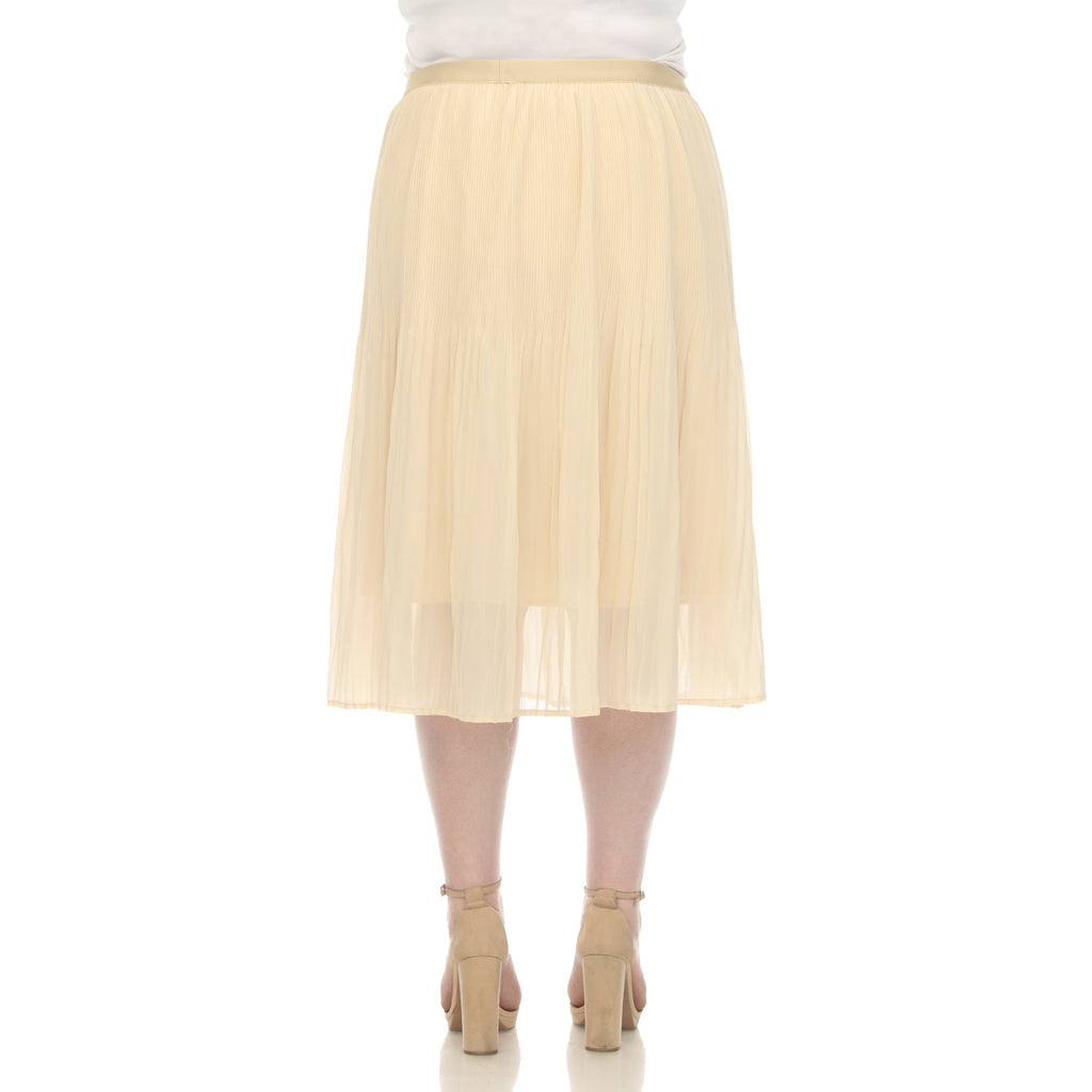 Pleated Chiffon Midi Skirt - Plus