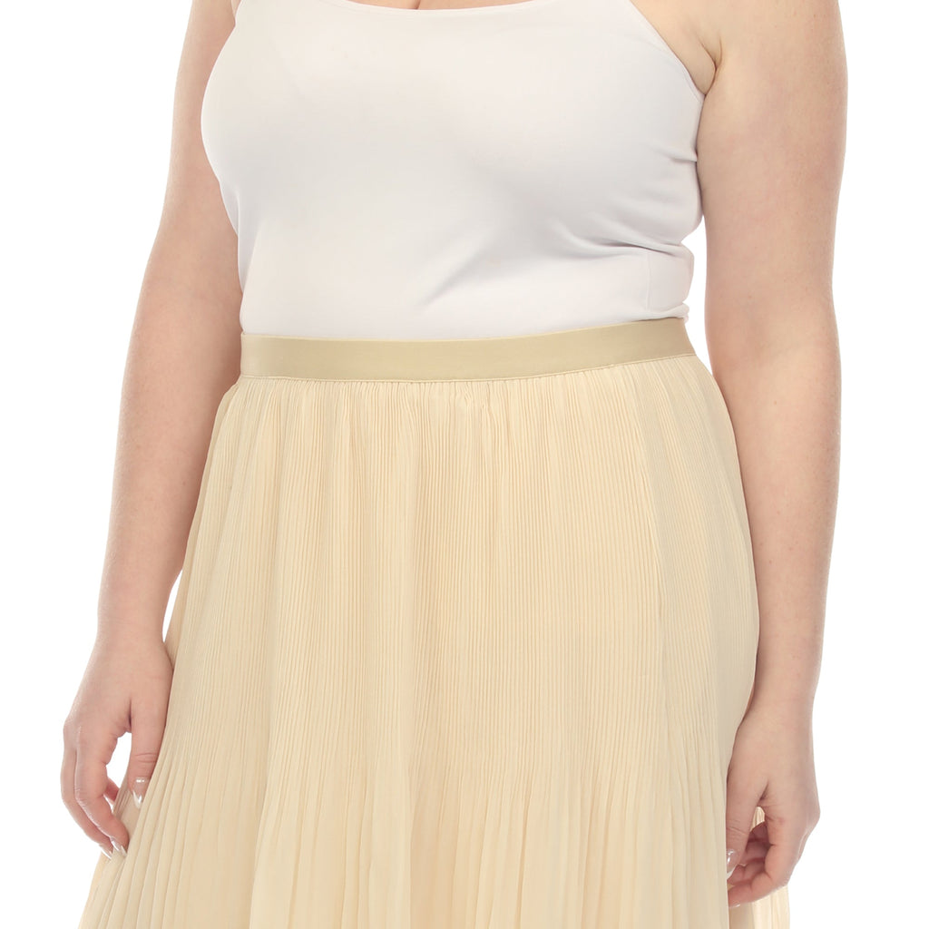 Pleated Chiffon Midi Skirt - Plus