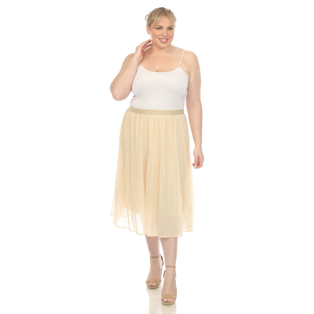 Pleated Chiffon Midi Skirt - Plus