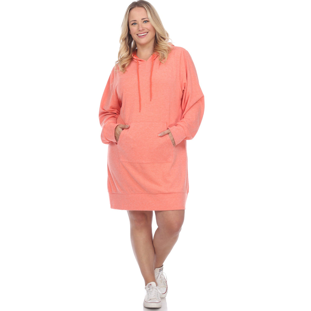 Hoodie Sweatshirt Dress - Plus (7 colors Available)