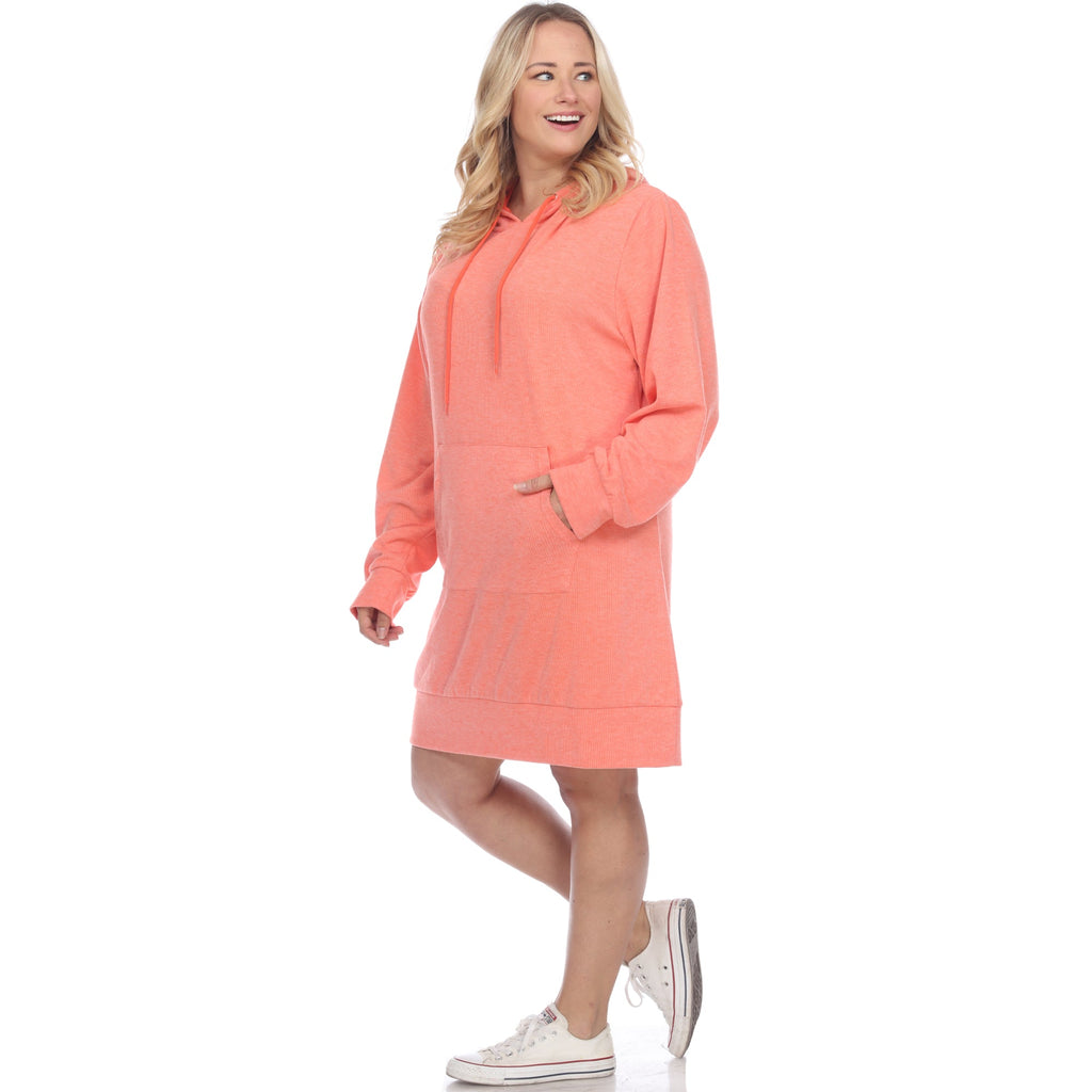 Hoodie Sweatshirt Dress - Plus (7 colors Available)