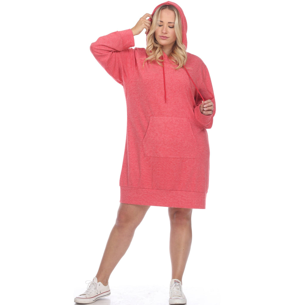 Hoodie Sweatshirt Dress - Plus (7 colors Available)