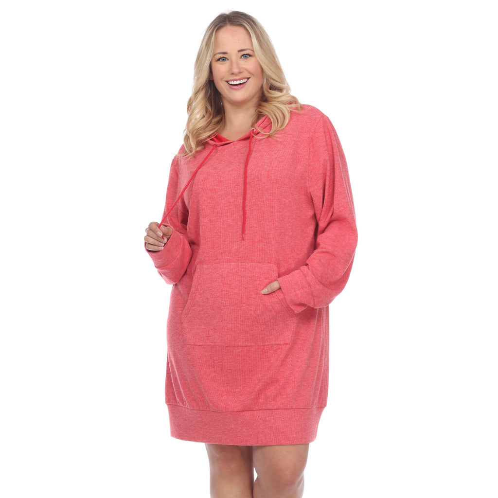 Hoodie Sweatshirt Dress - Plus (7 colors Available)