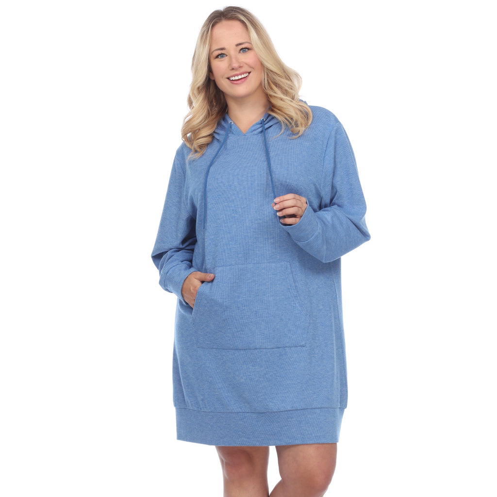 Hoodie Sweatshirt Dress - Plus (7 colors Available)