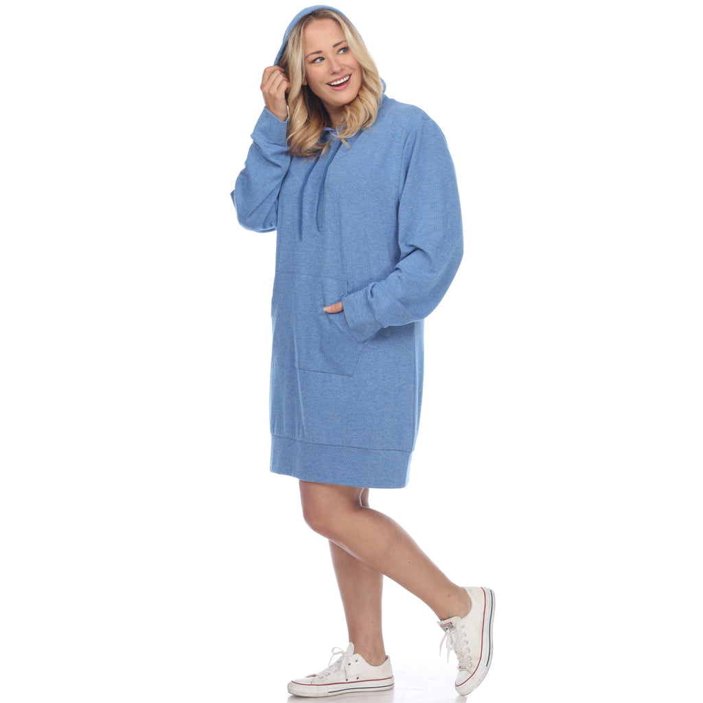 Hoodie Sweatshirt Dress - Plus (7 colors Available)