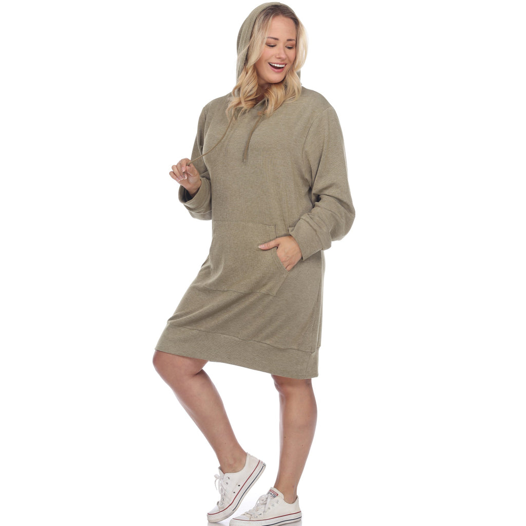 Hoodie Sweatshirt Dress - Plus (7 colors Available)