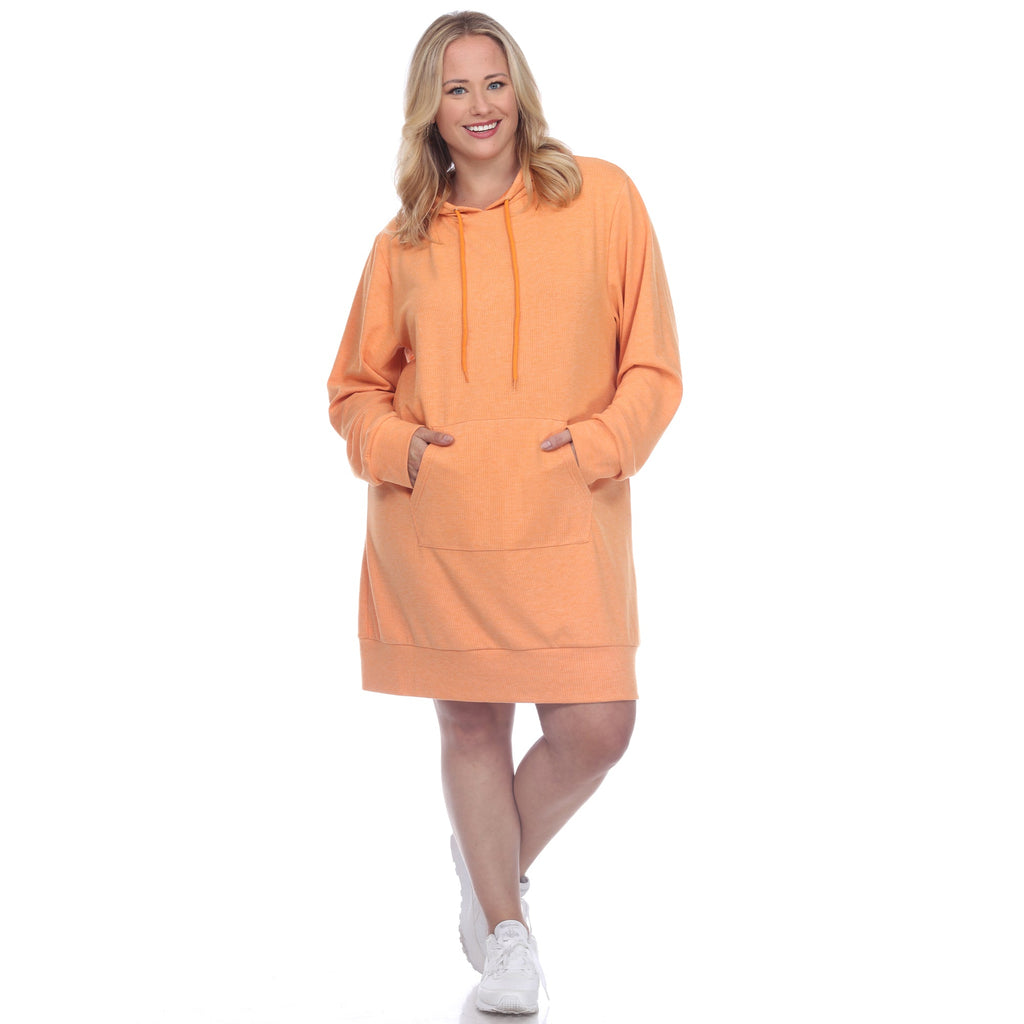 Hoodie Sweatshirt Dress - Plus (7 colors Available)