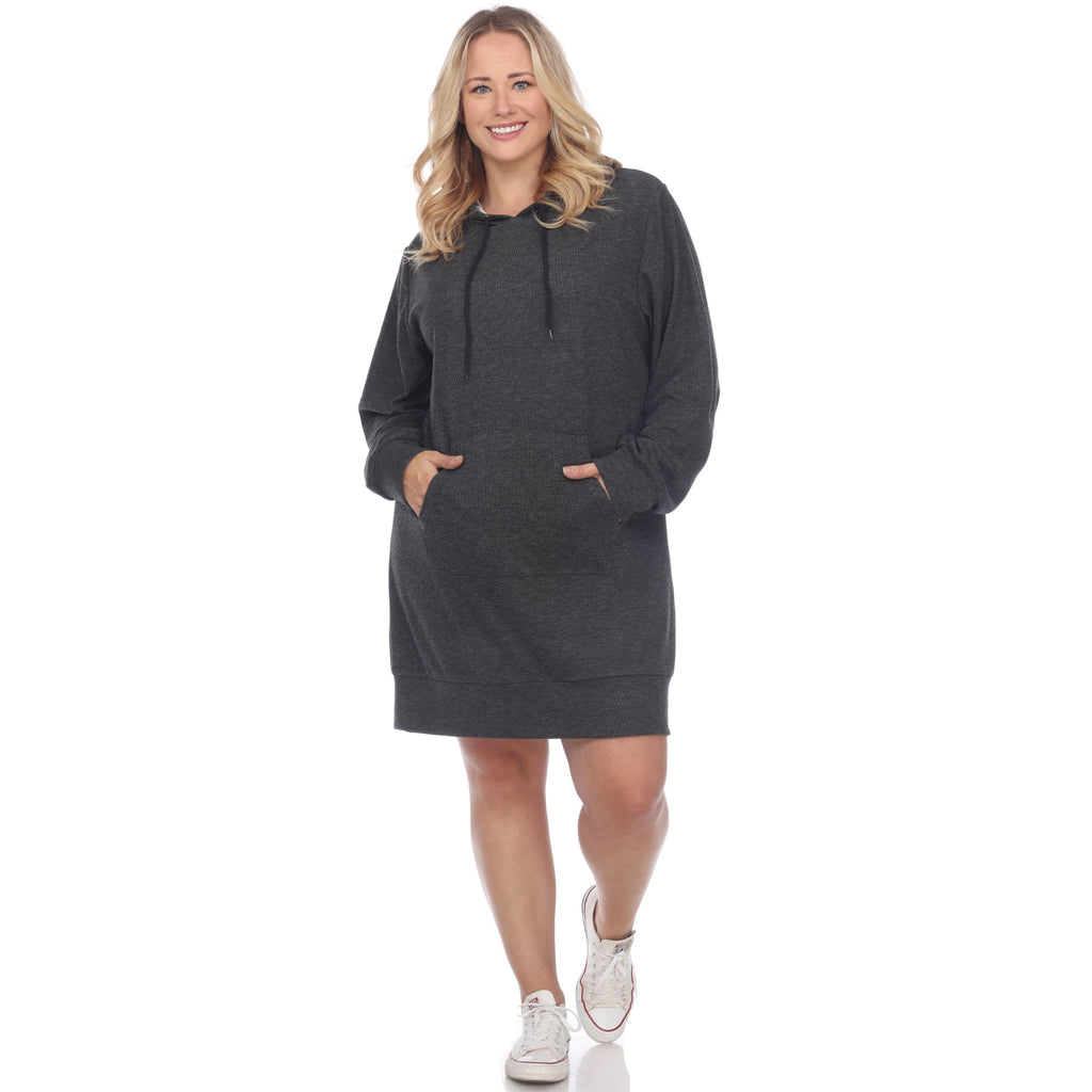 Hoodie Sweatshirt Dress - Plus (7 colors Available)