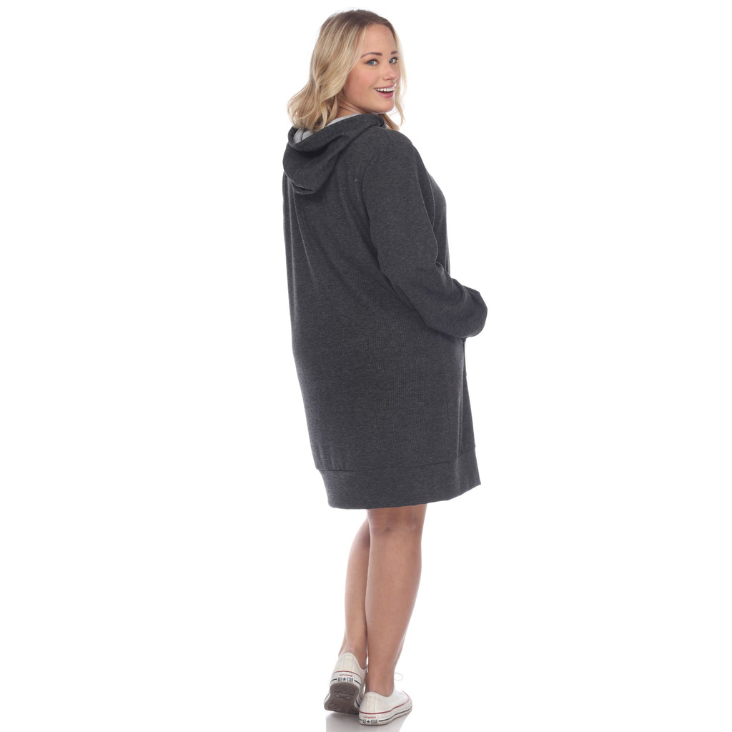 Hoodie Sweatshirt Dress - Plus (7 colors Available)