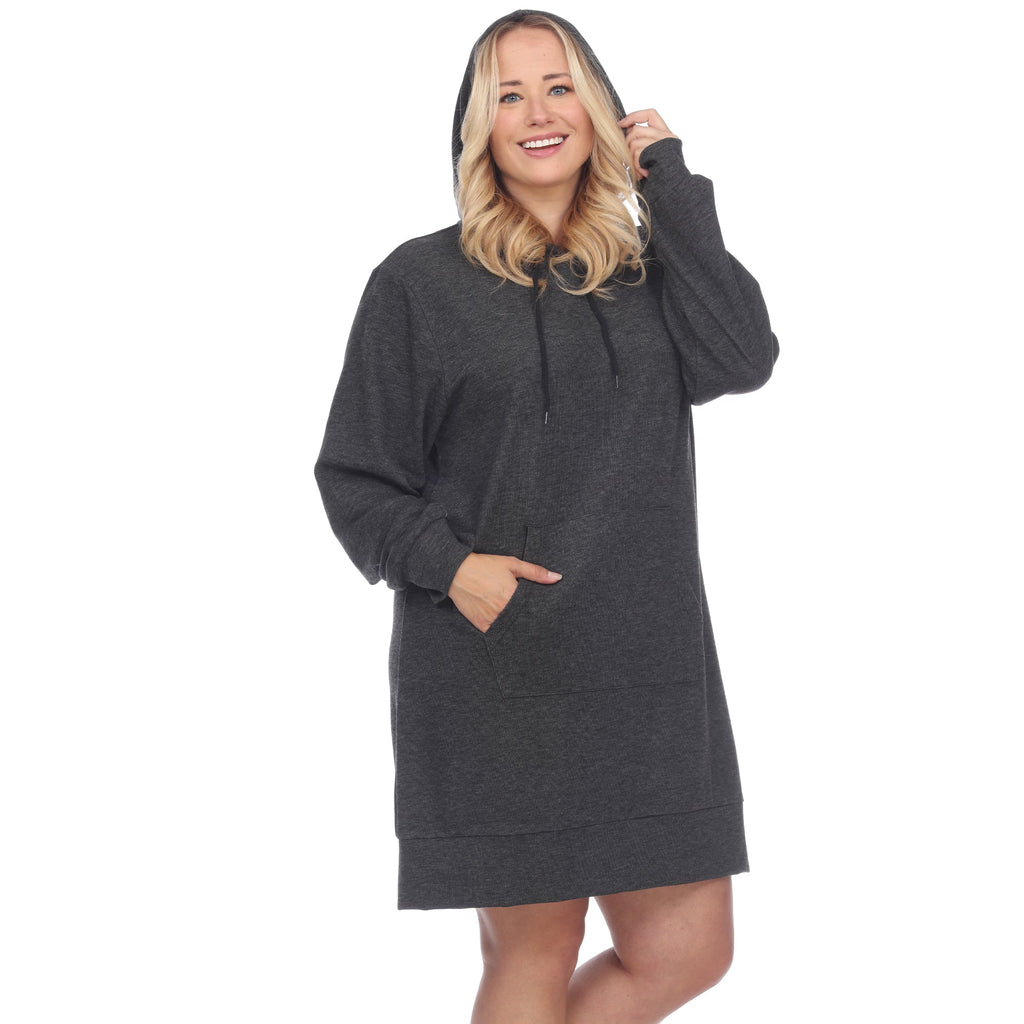 Hoodie Sweatshirt Dress - Plus (7 colors Available)