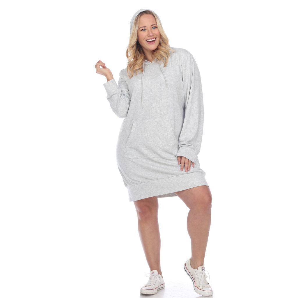 Hoodie Sweatshirt Dress - Plus (7 colors Available)