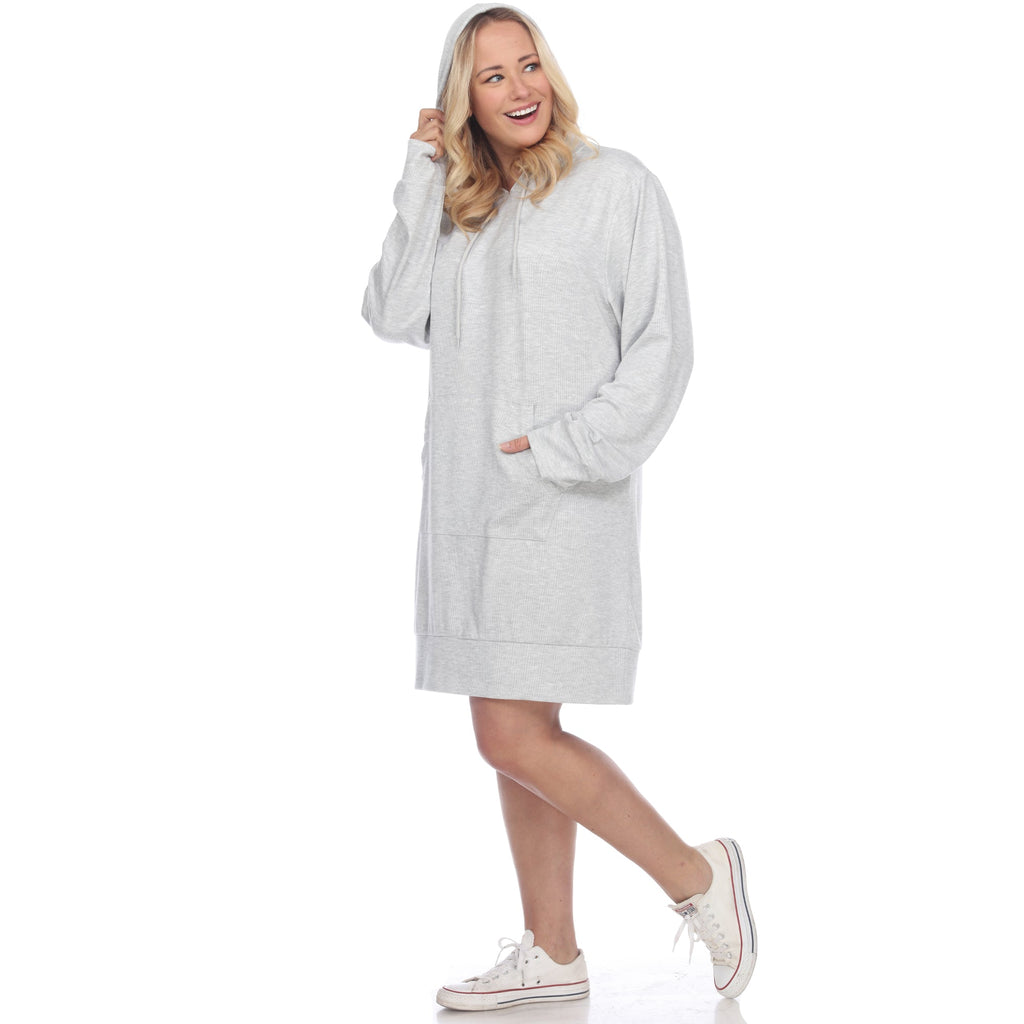 Hoodie Sweatshirt Dress - Plus (7 colors Available)