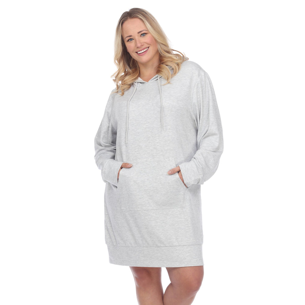 Hoodie Sweatshirt Dress - Plus (7 colors Available)