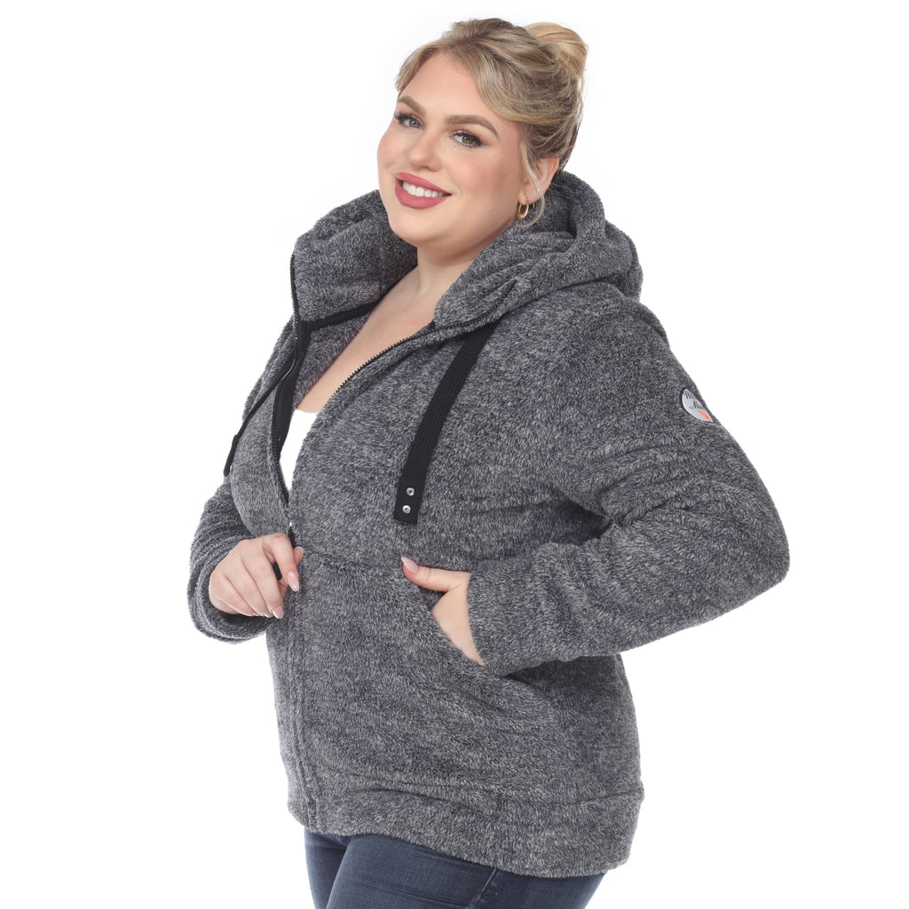 White Mark Women's Hooded Sherpa Jacket - Plus