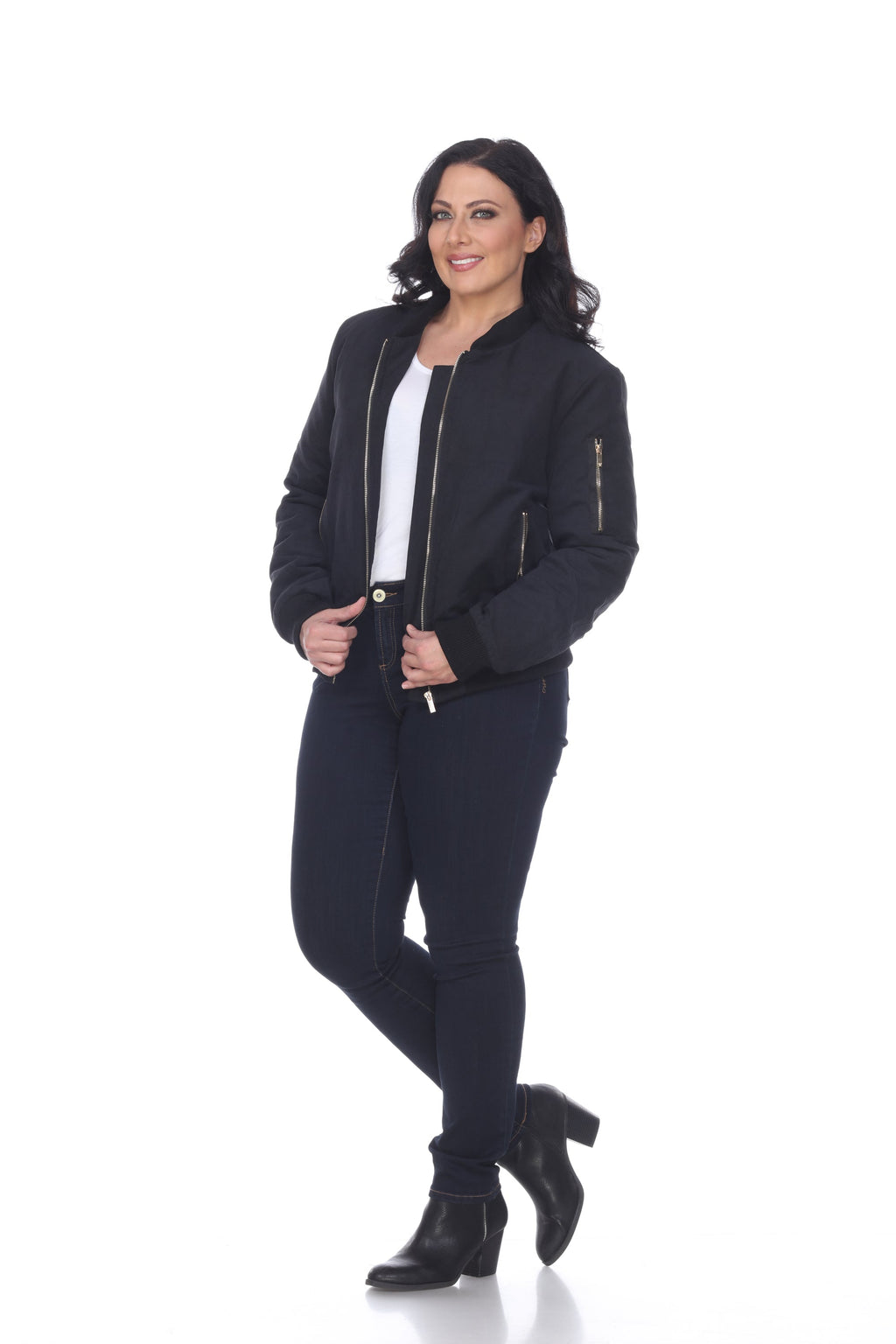 White Mark Women's Bomber Jacket - Plus