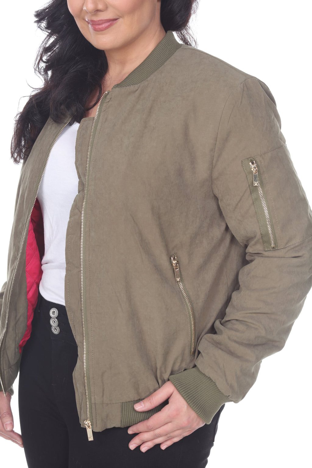 White Mark Women's Bomber Jacket - Plus