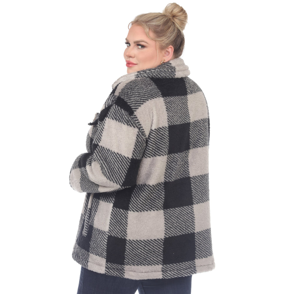 White Mark Women's Plaid Shacket - Plus