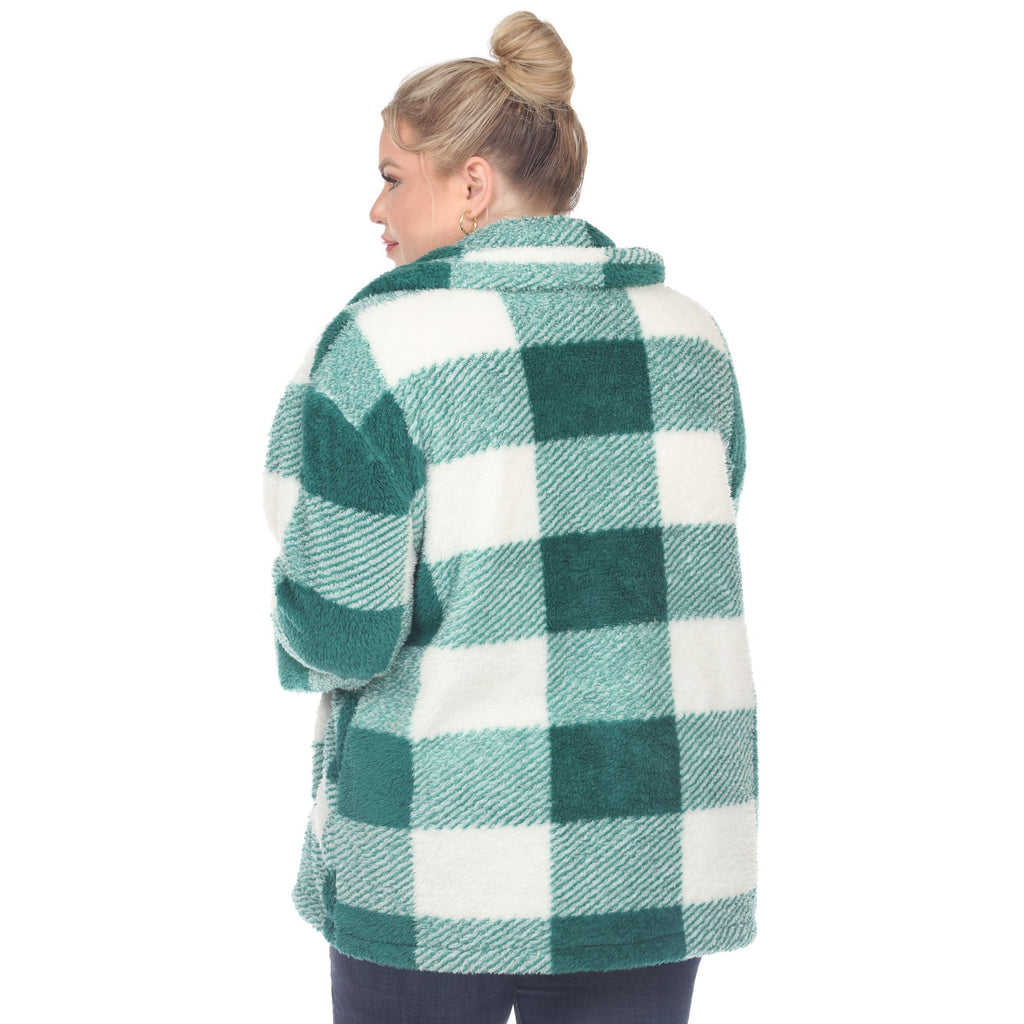 White Mark Women's Plaid Shacket - Plus