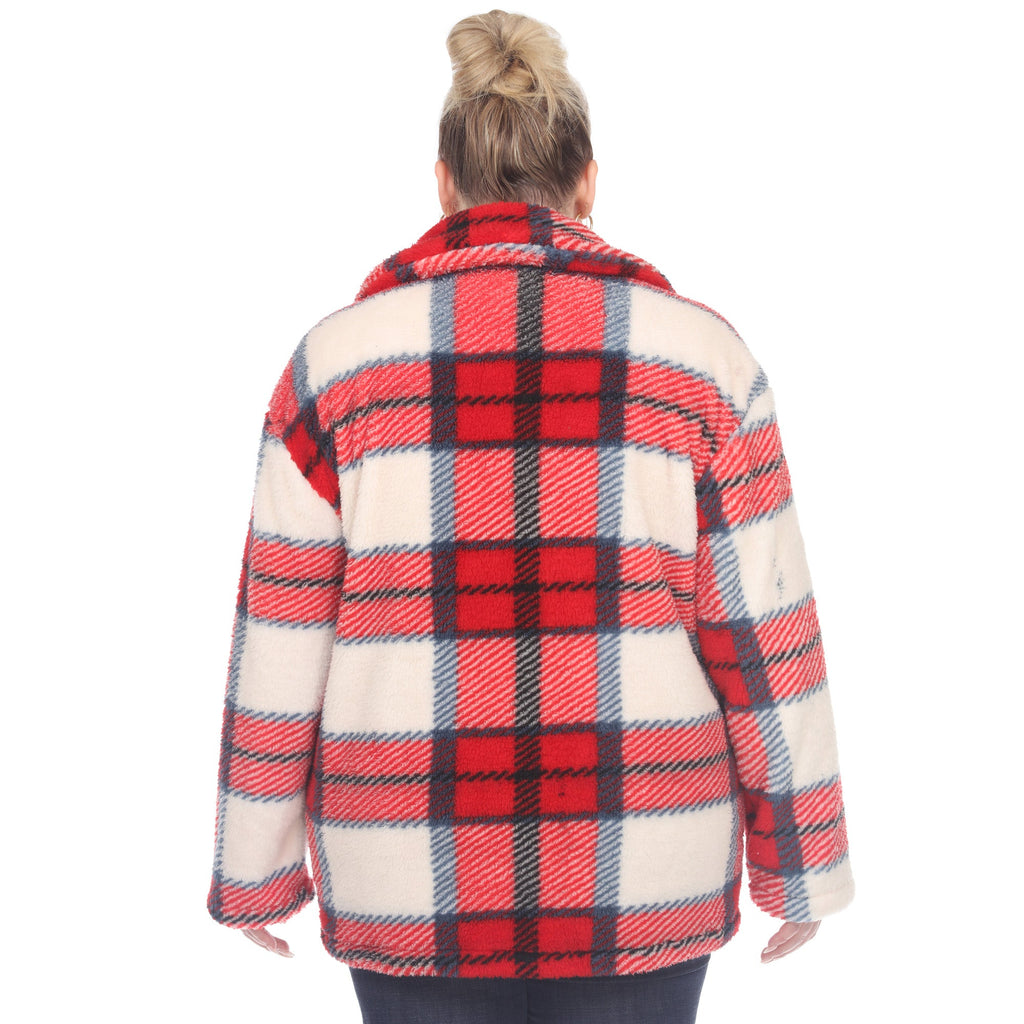 White Mark Women's Plaid Shacket - Plus