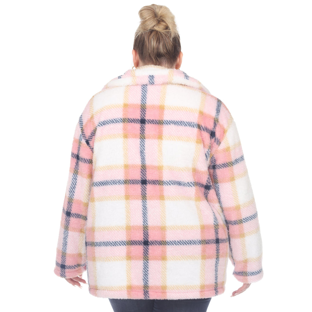 White Mark Women's Plaid Shacket - Plus